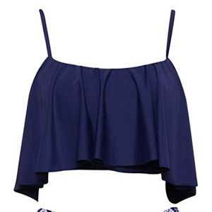 Women's Retro Halter Bikini Top &Ruffle High Waist